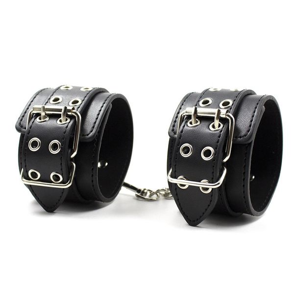 W1023 Sexo Adulto Jogo Algemas Fetiche Preto Restrições De Pulso De Couro Traje Sexy Cosplay Slave Hand Cuffs Para Brinquedos Sexuais