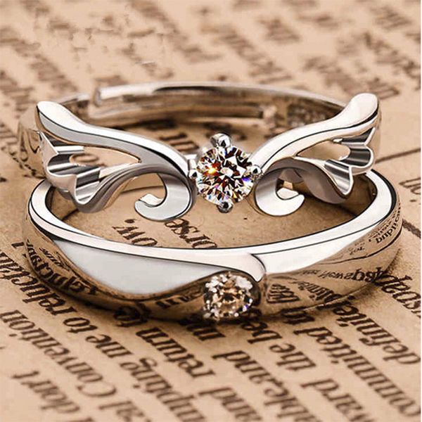 

Free Shipping Couples Ring 925 Sterling Silver Wedding Ring Engaged Rings A Pair Of Ring Couple Ring Can Adjust Ring Size Colour Silver