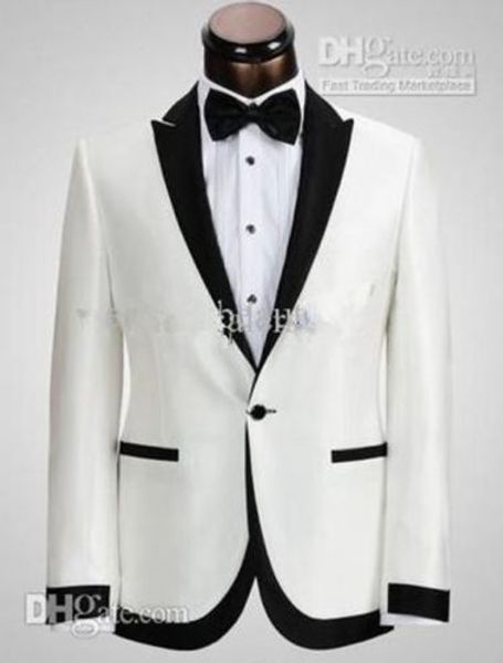 

wholesale-custom made white men suits bespoke wedding tuxedos groom suits formal blazers, White;black