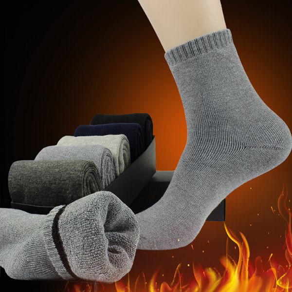 

thick winter socks for men warm cotton socks full circle men towel socks, Black