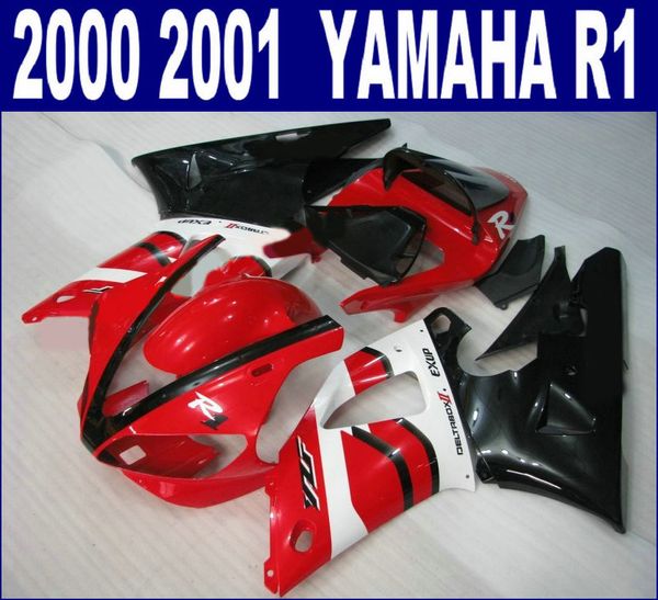 Kostenloses individuelles Verkleidungsset für Yamaha 2000 2001 YZF R1 Verkleidungsset YZF1000 00 01 rot schwarz weiß Motorrad RQ48 + 7 Geschenke