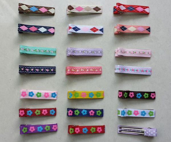 

printing lined clips 100 pcs/lot alligator hair clip hair barrettes baby clip hairpins fj3210, Slivery;white