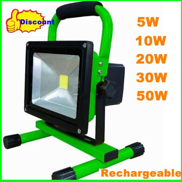 

moq 6 шт. 20 вт cob светодиодный прожектор аккумуляторная заряд свет потока водонепроницаемый ip65 110-240 в 1800lm портативный высокой мощн