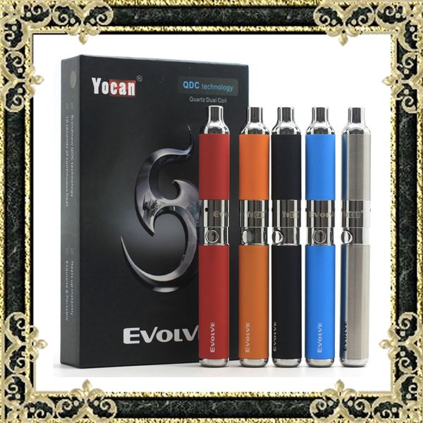 

Подлинная Yocan Evolve Воск Испаритель Ручка Комплекты Электронной Сигареты Kit Кварц Двойной Катушки QDC 650 мАч Батарея Evolve Испаритель 5 Цветов