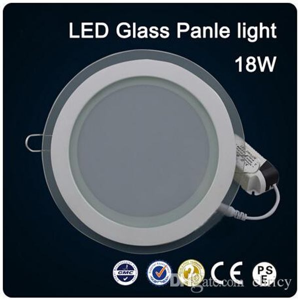 

2016 new arrivals led glass round 18w panel recessed wall ceiling downlight ac85-265v high bright smd5730 led indoor light