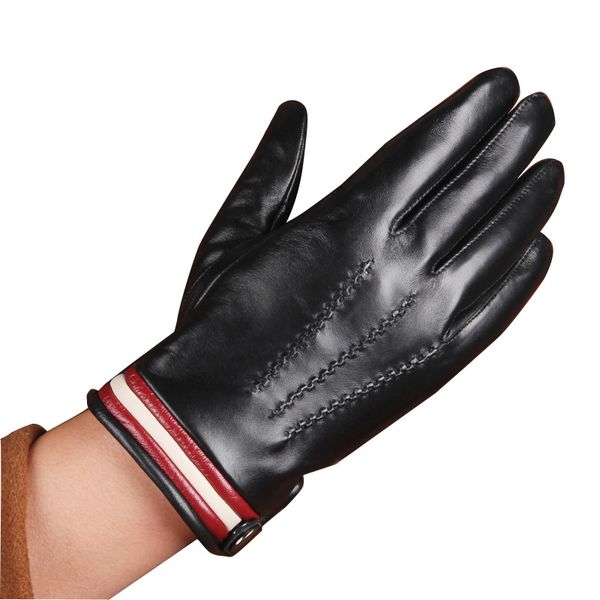 

wholesale-luxury full palm touch screen gloves for men' touchscreen/texting winter italian nappa leather gloves ing, Blue;gray