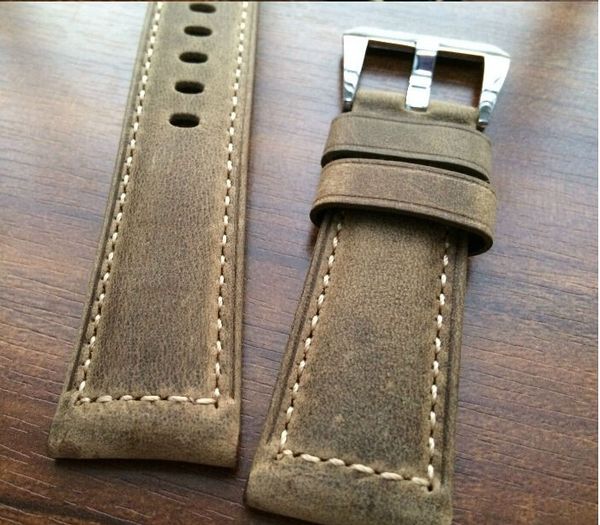 

wholesale-brown crazy horse 24mm / 26mm calfskin strap, for retro watchbands, classic men's watchbands, Black;brown
