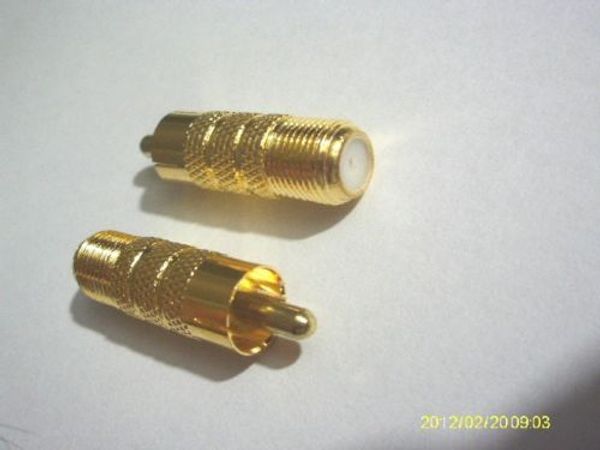 100 Stück vergoldeter RCA-Stecker auf F-Buchse, Koax-Buchse, Adapterkabel, Koppler