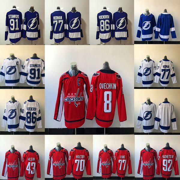 

91 steven stamkos jersey 2017-2018 season 8 alex ovechkin 77 victor hedman 86 nikita kucherov 92 evgeny kuznetsov hockey jerseys cheap, Black;red
