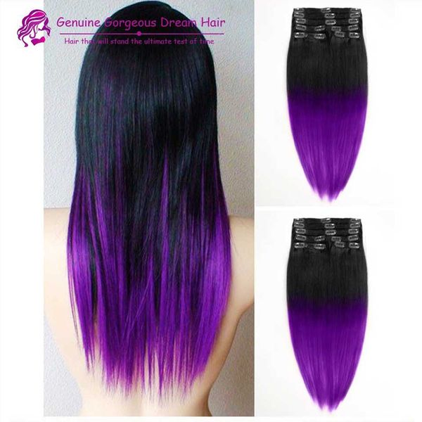 2015 Fashion Black To Purple Mermaid Colorful Ombre Brazilian Clip