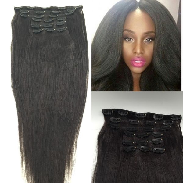 Yaki Straight Clip In Hair Extensions 100 Real Virgin Human Hair