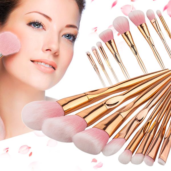 

gujhui brand 8 12pcs rose gold handle makeup brushes set for eyeshadow contour powder soft make up brush cosmetic tool #225247
