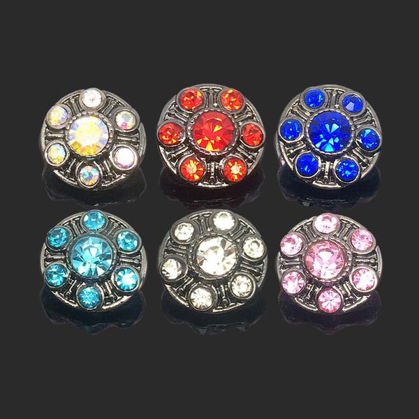 

interchangeable flower 014 rhinestones metal snap buttons fit 12mm snap button bracelets earrings necklace for women