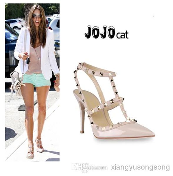 

women high heels dress shoes party fashion rivets girls sexy pointed toe shoes buckle platform pumps wedding shoes