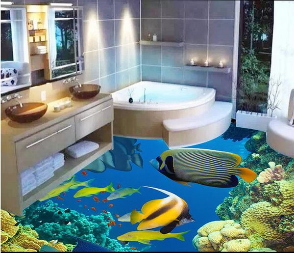 

vinyl flooring 3d ocean world three-dimensional floor painting pvc wallpaper