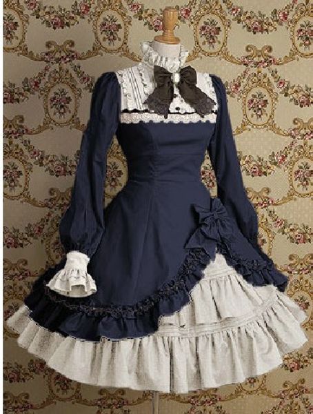 

wholesale-gothic punk cotton two-piece lolita dress costumes, Black;red