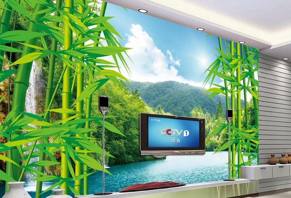 

mural three-dimensional bamboo landscape 3d stereoscopic wallpaper