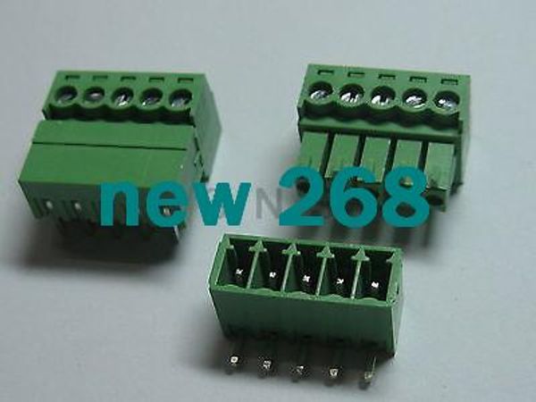 150 Stück Schraubklemmenblock-Stecker, 3,5 mm Winkel, 5-polig, grün, steckbar