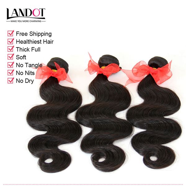 3pcs Lot 8-30 Inch Virgin brasileiro corpo do cabelo de onda Grade 7A não transformados Brazillian Cabelo Humano Weave Pacotes Natural Preto extensões podem Dye