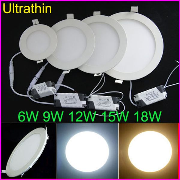 

dhl 6w 9w 12w 15w 18w ultrathin led ceiling lights recessed downlights 85-265v led panel lighting with power driver spotlight bulb lamp