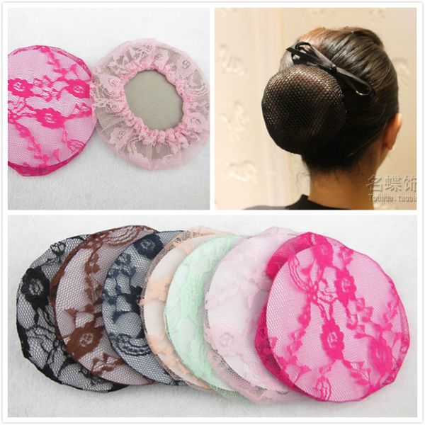 

200 pcs 7 mixed color women ballet dance skating lace bun cover elastic band hair net fashion hair accssories hiar for women girl, Golden;white