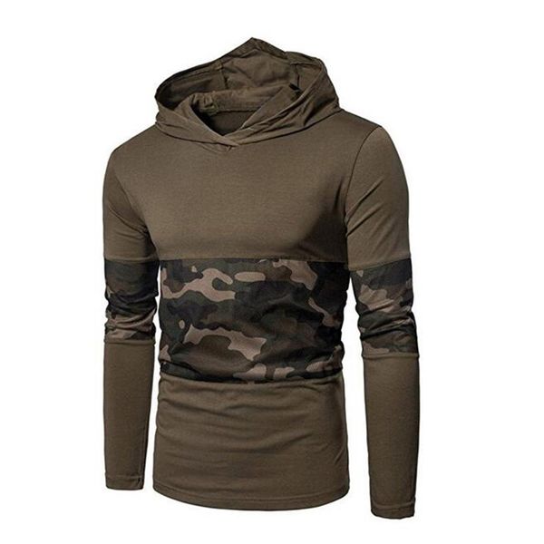 

мужская мода 2018 с длинным рукавом o-образным вырезом футболка камуфляж толстовки, Black