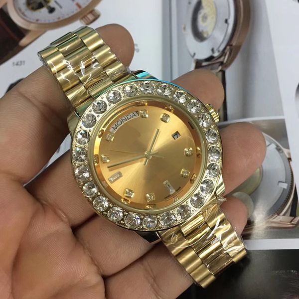 

Часы с бриллиантами A2813 18K мужские Президентские Day-Date часы с бриллиантами мужские