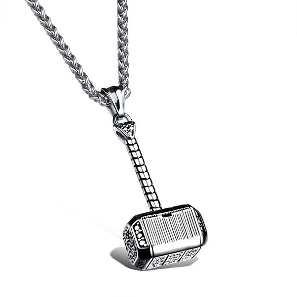 

punk thor quake necklace original film pendants stainless steel thor hammer pendants necklace for male gift gx1000, Silver