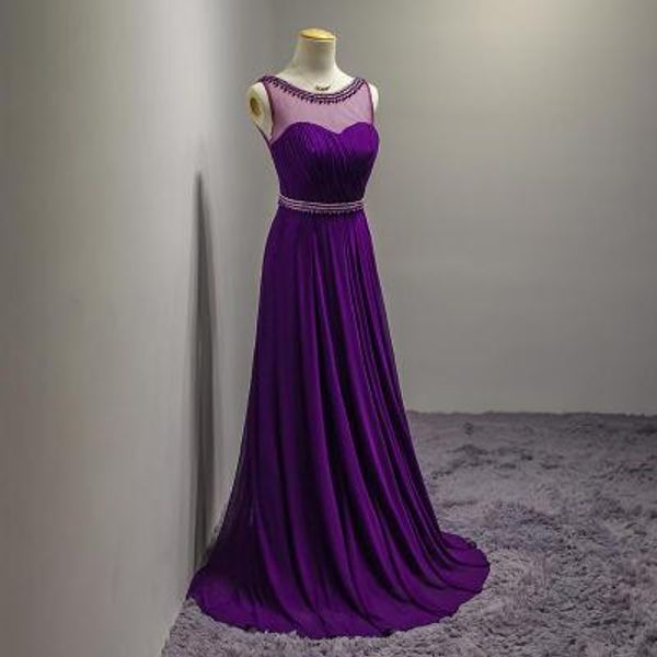 

scoop neck long chiffon tulle evening dress with pearls 2019 pleated evening gown elegant real p, Black;red