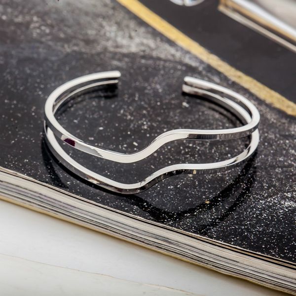 

fashion bangles for women wave shaped cuff bangle bracelet double layer stereoscopic copper bracelets gold silver rose gold black