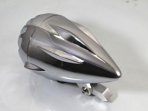 

4.5" invader torpedo headlight finned prison grill rodder harley bobber chopper