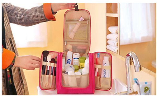 

men's women's fashion waterproof polyester cosmetic makeup storage bag hanging travel toiletry bag 6pcs/lot