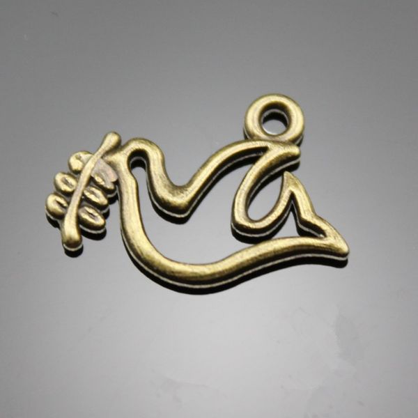 

200pcs/lot 19mm antique bronze plated peace dove charm diy for handmade, Bronze;silver