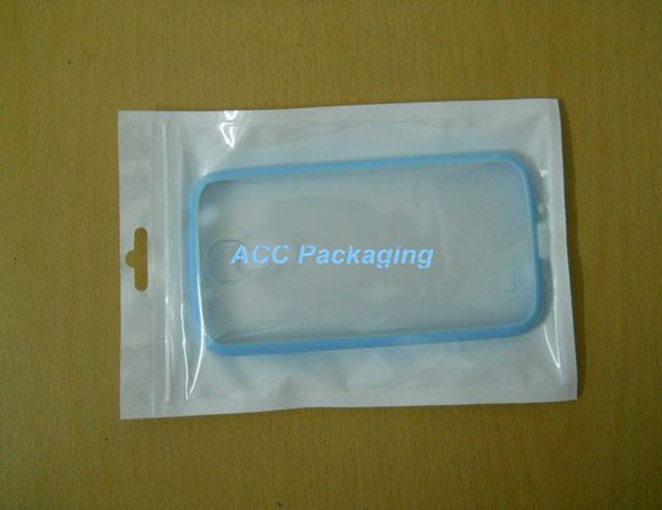 Sacchetto di plastica trasparente + bianco Sacchetto di imballaggio con cerniera autosigillante Sacchetto di plastica con chiusura a cerniera per imballaggio di gioielli con foro per appendere
