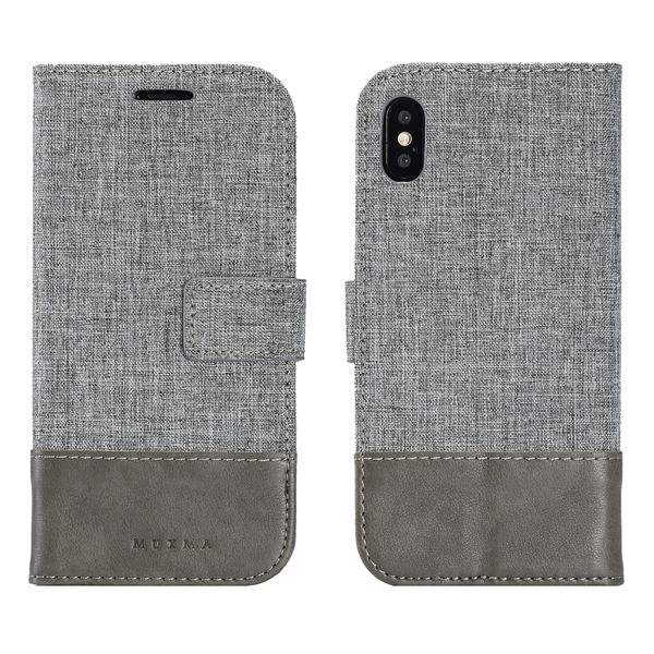 

for iphone x 7 8 7plus muxma series gunny cloth wallet leather case flip hybrid phone cases cover for iphone 6s plus