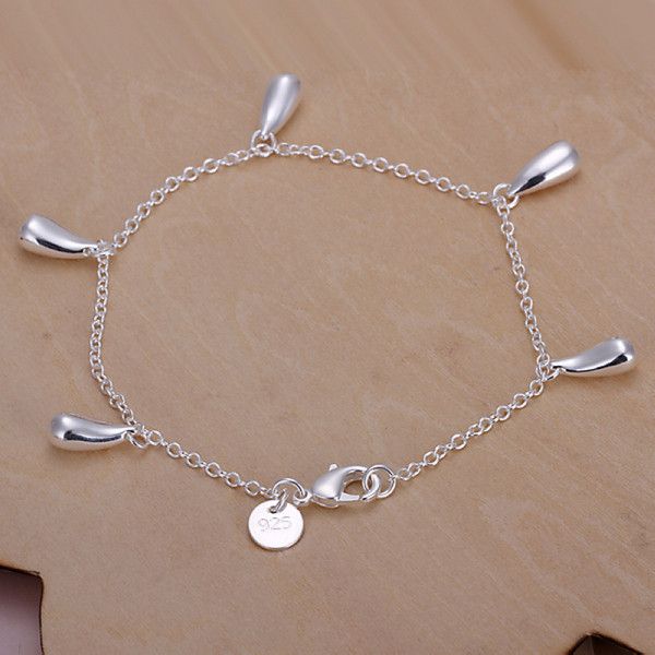 

gift 925 silver five drops bracelet dfmch218,brand new fashion 925 sterling silver plated chain link bracelets high grade, Black