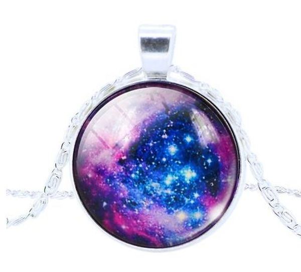 

2016 Новая мода Galaxy Glass Cabochon ожерелье Серебряная цепь змей