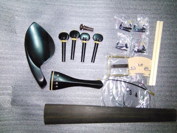 

black ebony violin parts 4/4 with boxwood ring decoration sf05 with string clamp string saddle fingerboard etc all in 4/4