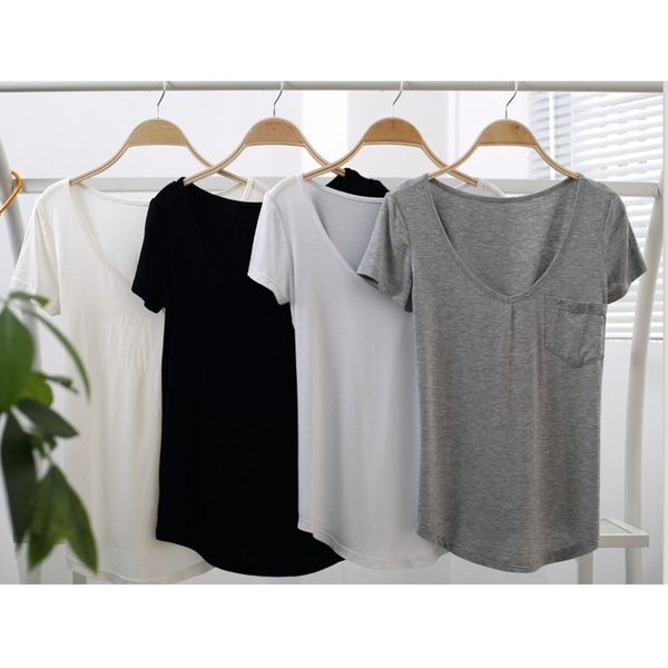 

wholesale-plus size women basic v-neck t shirt short sleeve casual loose cotton t-shirt tees size s  l xl xxl xxxl xxxxl, White