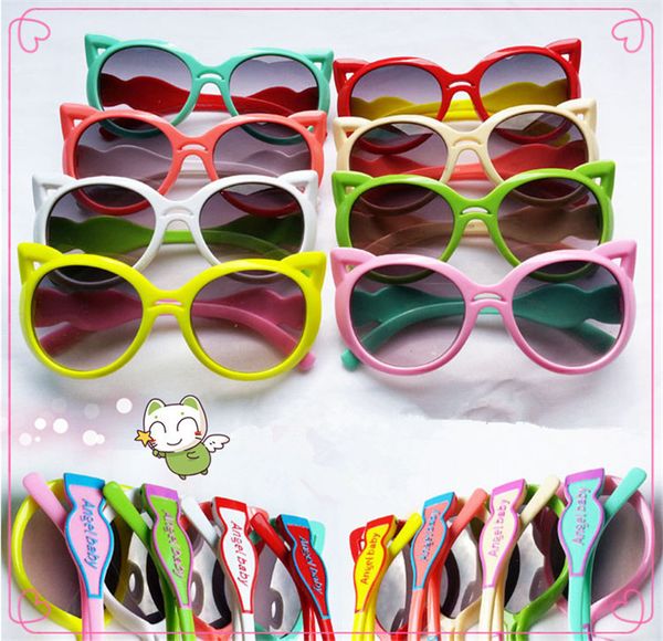 Moda Cute Cat Eye Occhiali da sole protettivi Occhiali da sole per bambini Occhiali da sole per bambini per ragazze e ragazzi Accessori da spiaggia per esterni Occhiali