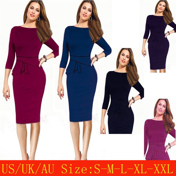 

women's clothing work dresses autumn spring winter plus size knee-length bodycon pencil dresses clubwear party dress, White;black
