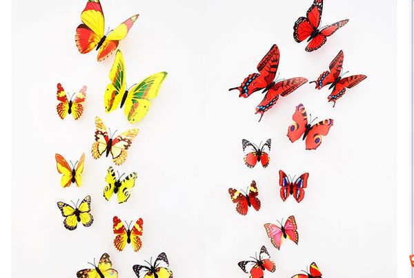 

3d various colors butterfly fridge magnet sticker refrigerator magnets 480pcs/package decals for fridge kitchen home decoratio