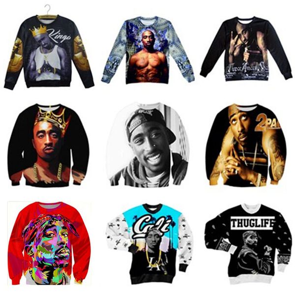 

Wholesale-Fashion men/women pullover hip-hop hoodies print 2pac tupac 3d sweatshirt long sleeve crewneck casual sweats top plus size S-XXL