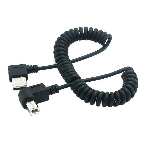 

retractable 90 degree right angle usb type a male to b male am to bm adapter converter spiral coiled spring curl printer cable