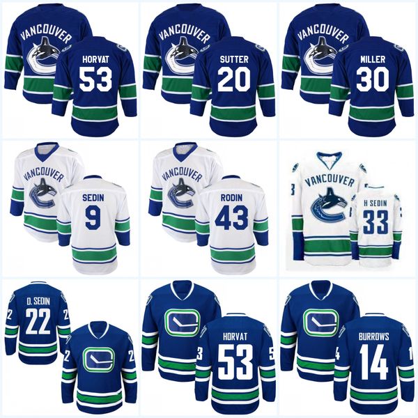 

Vancouver Canucks Jerseys Youth 53 Bo Horvat 33 Henrik Sedin 9 Jack Skille 43 Anton Rodin 20 Brandon Sutter Hockey Jerseys