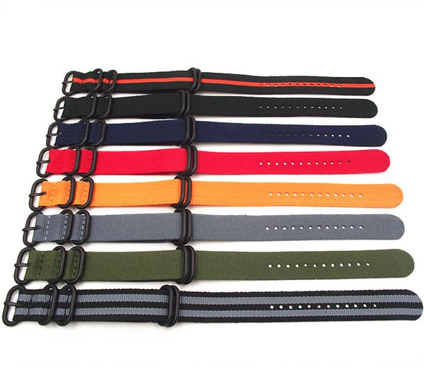 

wholesale- wholesale 10pcs/lot heavy duty nylon straps 18mm 20mm 22mm 24mm nylon watch band nato strap zulu strap watch strap ring buckle, Black;brown