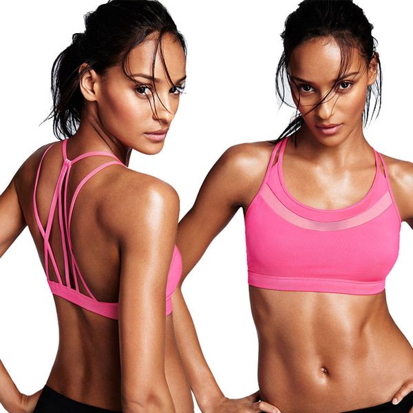 

wholesale- womens yoga bras mesh backless push up sports bra gym running padded bras athletic vest sportswear underwear, White;black