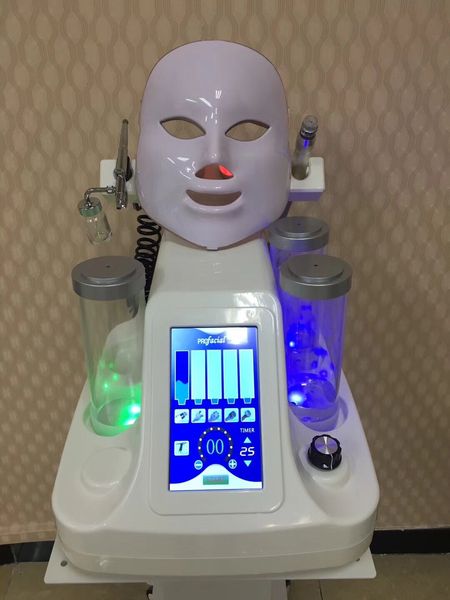 

7 in 1 led mask water aqua dermabrasion peeling cleaning acne treatment dermabrasion blackhead removal device, Black;white