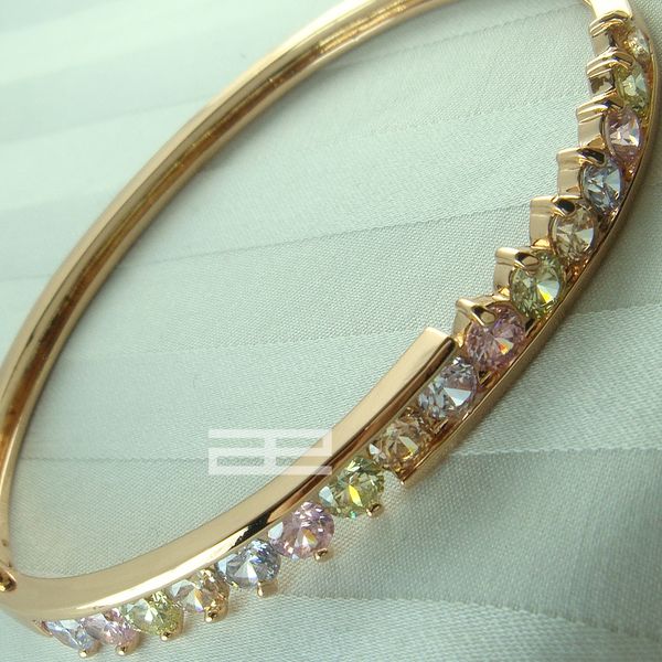 

9k 9ct rose gold filled with multicolor crystal can open bangle g60, Black