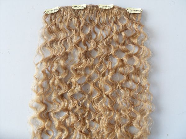 

new brazilian virgin remy curly hair weft clip in natural kinky curl weaves unprocessed blonde 6130 human extensions hair, Black;brown